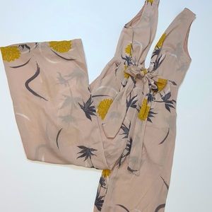 Light pink with yellow floral print jumpsuit